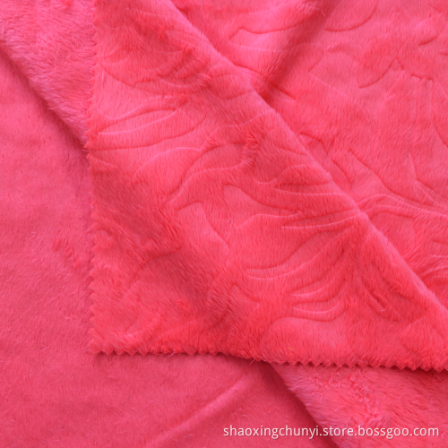 Desain Baru Embossed Double Side Warp Rajut Kain Coral Fleece untuk Penutup Sofa Mantel